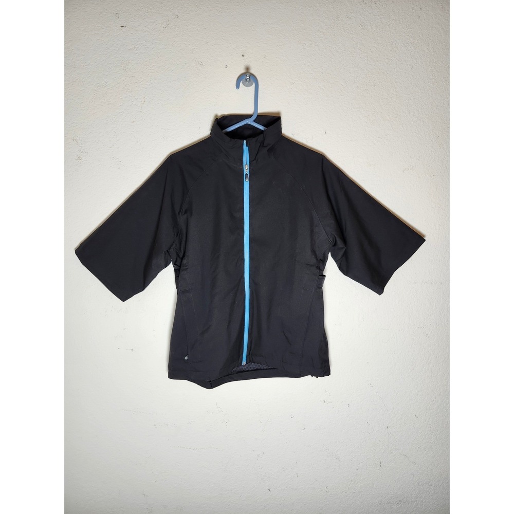Turtleson Waterproof Jacket Women XS Black Blue Zip Short Sleeve Stretch